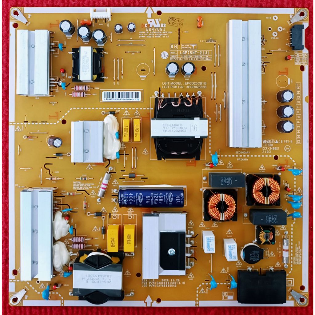 พาเวอร์ซัพพลายทีวี LG 75UP8000PTB , 75UR7550PSC , 75UQ9000PSD พาสบอร์ด EAX69501502 อะไหล่แท้ของถอดจา