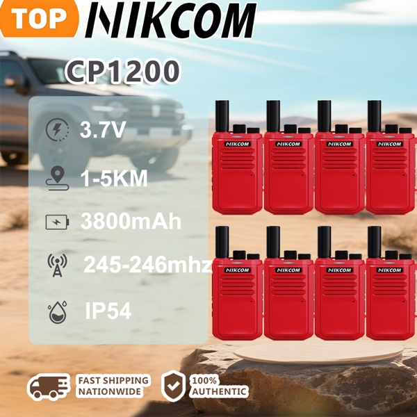 【8PCS】NIK COM-CP1200 เครื่องส่งรับวิทยุ 3800mAh 1-5KM IP54 245-246Mhz ใช้ได้กับ ห้องรับประทานอาหาร/บ