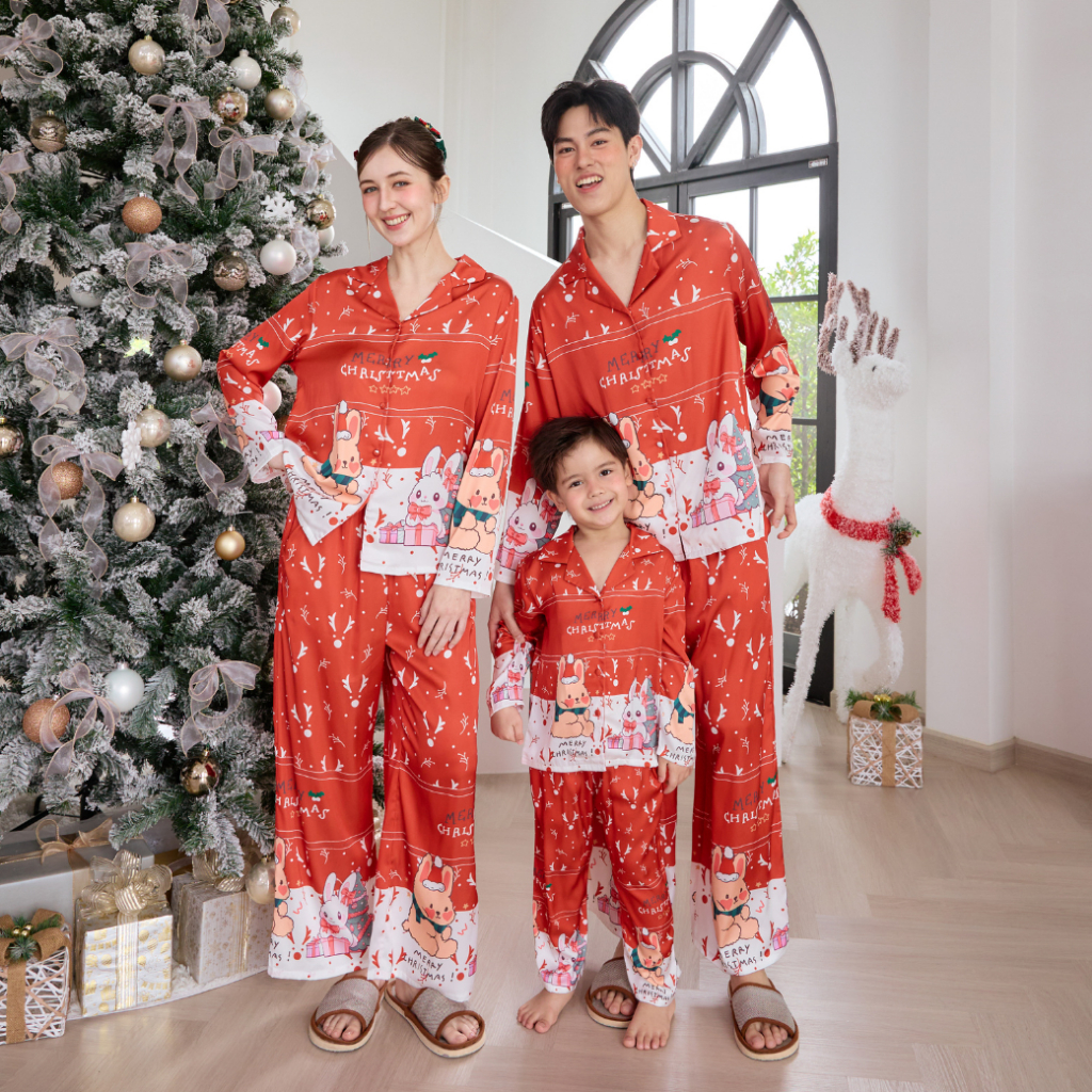 ชุดนอน Muslin Pajamas Silk Satin รุ่น Christmas Harmony (N5181 T5181 P5181 M5181) | ชุดนอนแม่ลูก