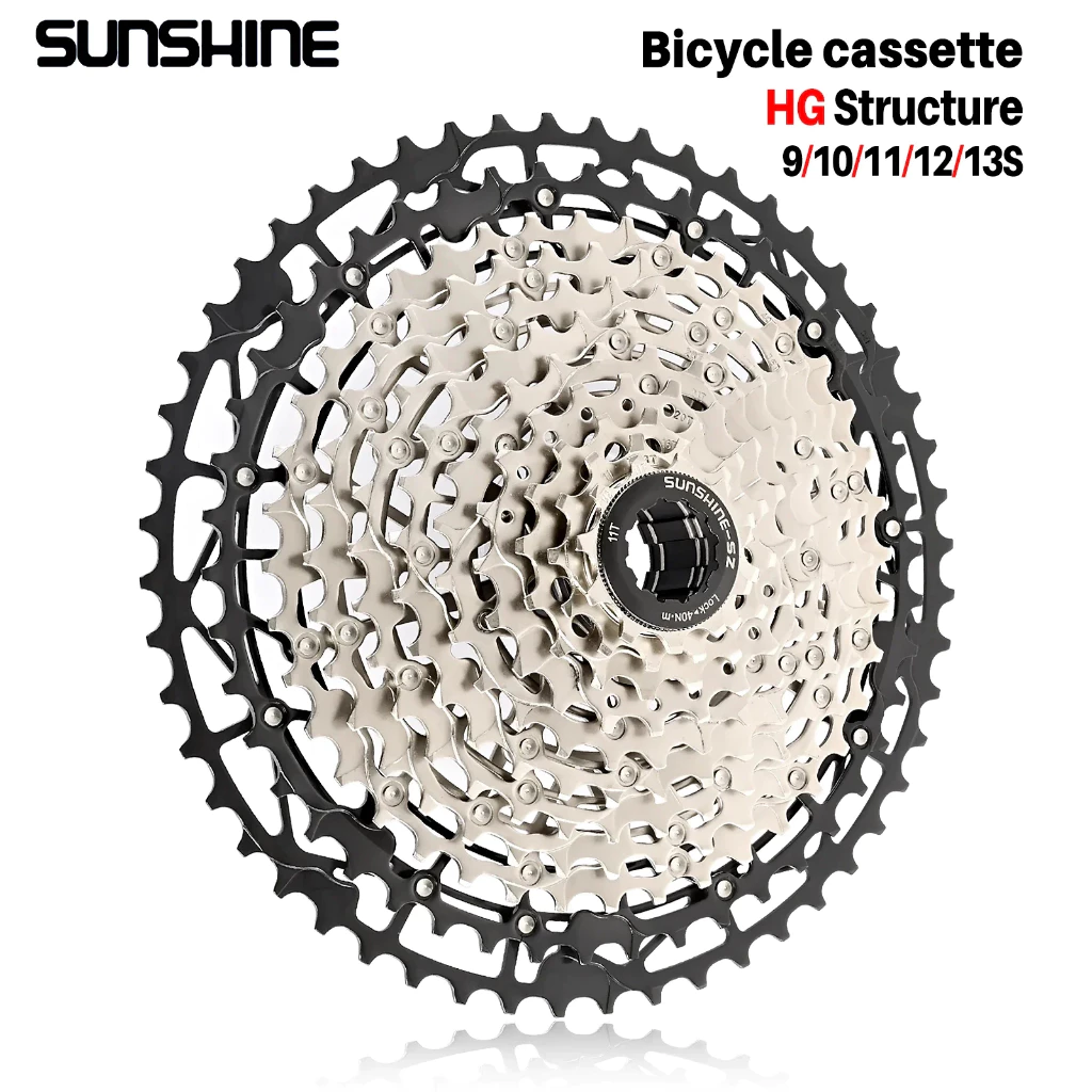 SUNSHINE Ultralight เฟืองจักรยานไต่เขาน้ำหนักเบา วัสดุเหล็กคาร์บอน 9/10/11/12/13 ความเร็ว โม่ HG