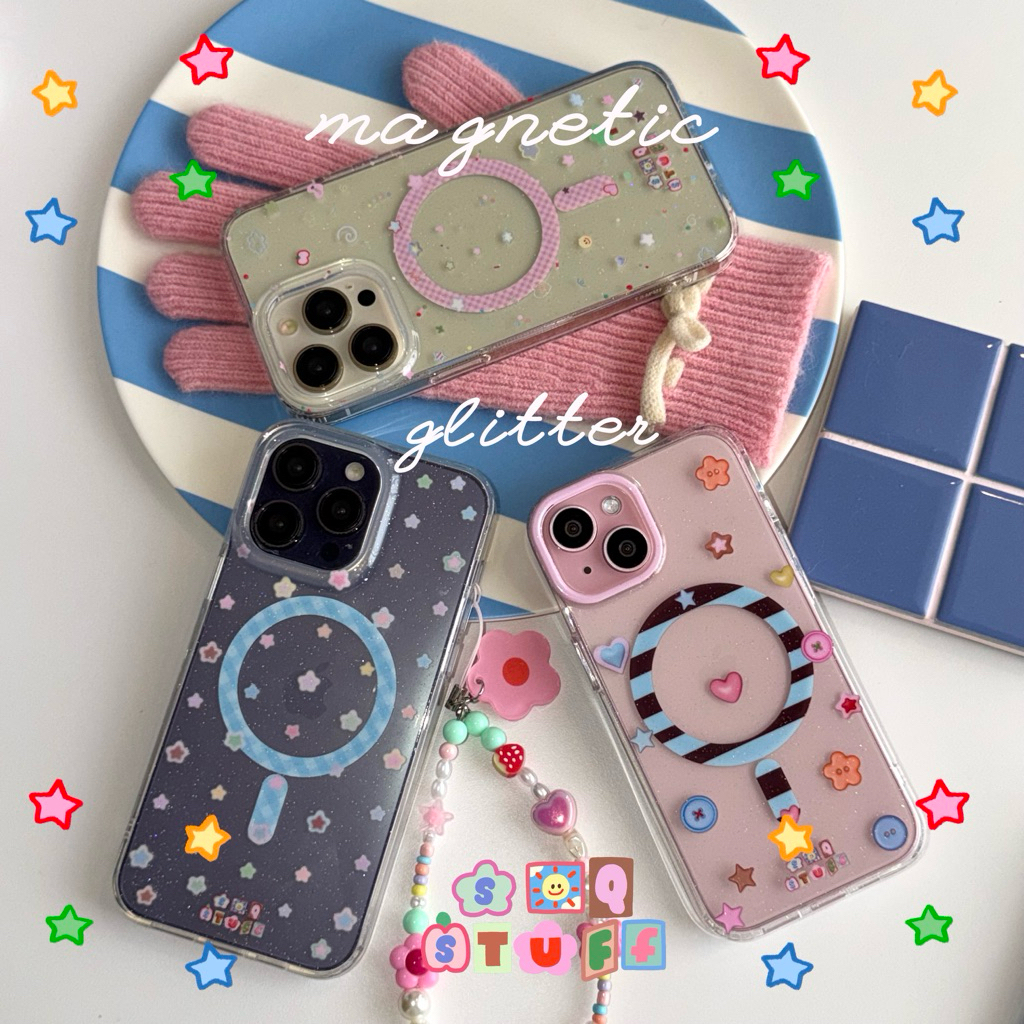 🩷 เคสโทรศัพท์กากเพชรแม่เหล็ก🤩🩷 แม่เหล็กแน่นมาก เคส 3 ช้้นกันกระแทก 1.5-2เมตร