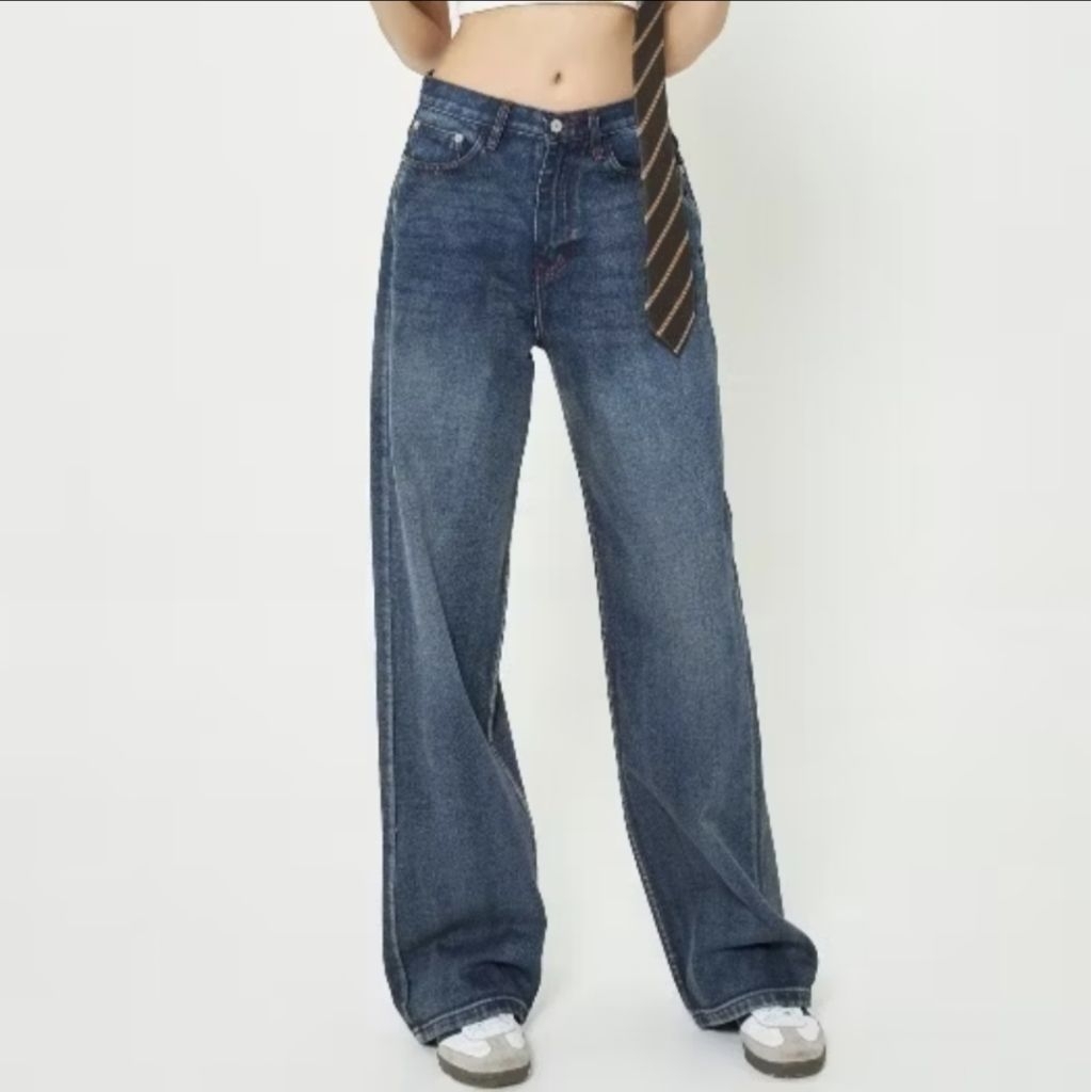 Nammon Jeans NM21 กระบอกใหญ่ด้ายแดง buddy cherry brown size S