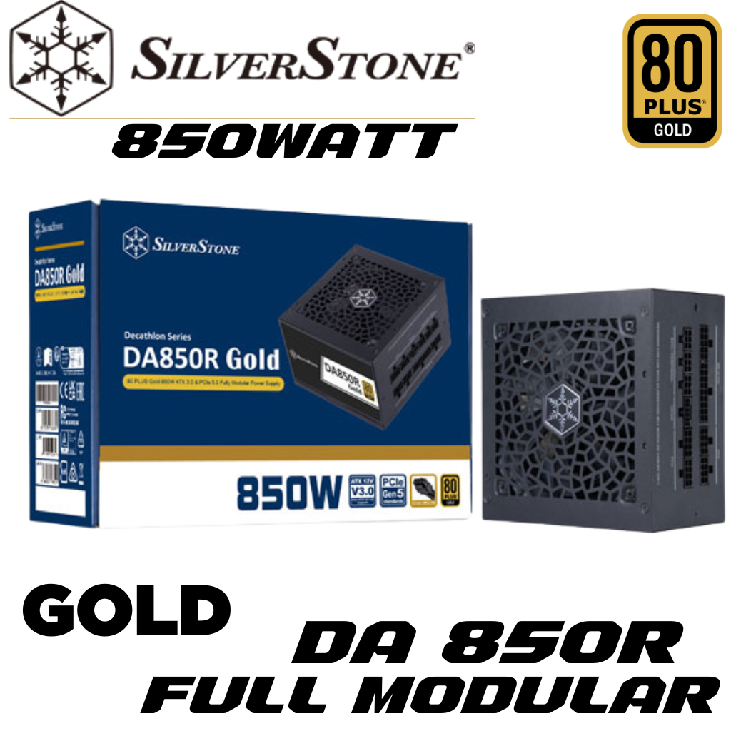 POWER SUPPLY (อุปกรณ์จ่ายไฟ) SILVERSTONE DA850R GOLD - 850W 80 PLUS GOLD BLACK ATX