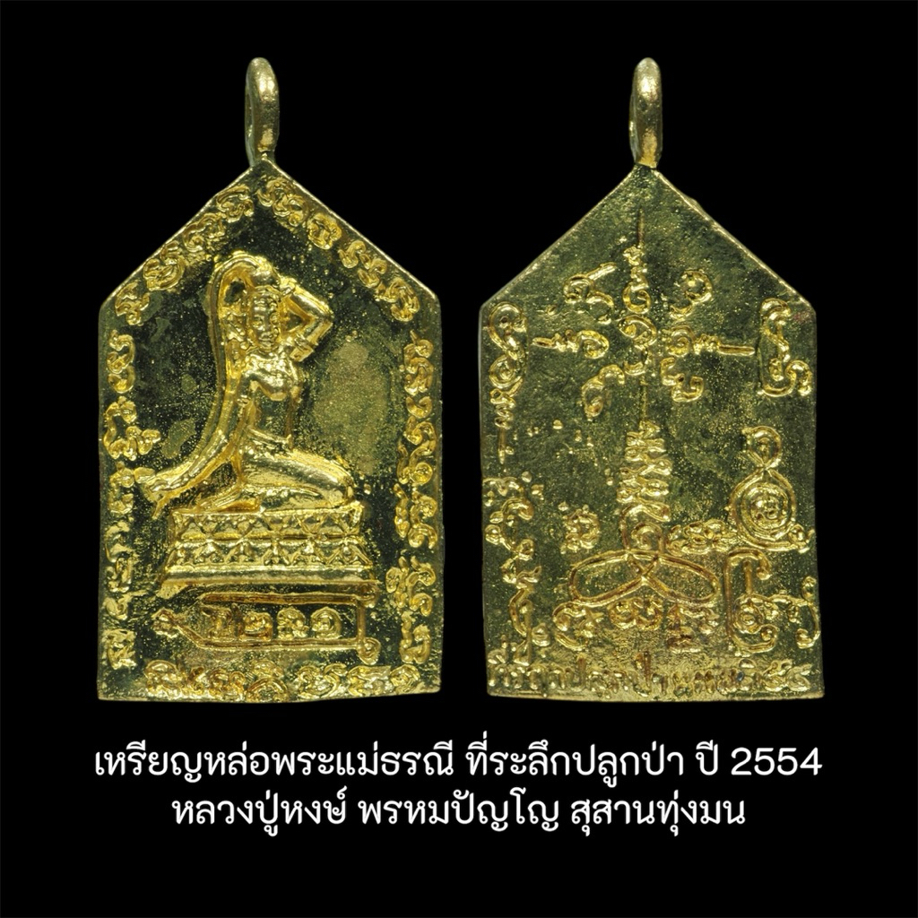 เหรียญหล่อพระแม่ธรณี ที่ระลึกปลูกป่านะเมติ ๒๕๕๔ หลวงปู่หงษ์ พรหมปัญโญ