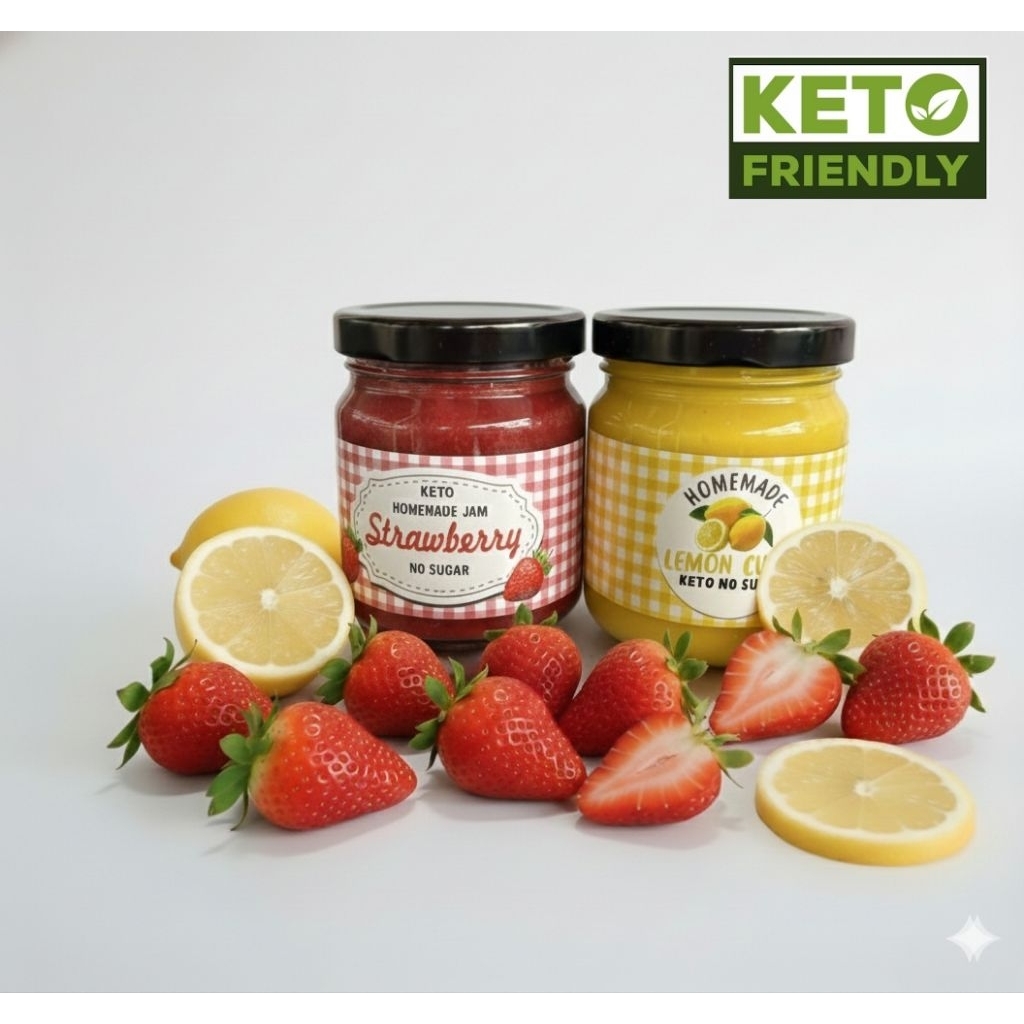 Combo Keto strawberry jam & Keto lemon curd sugar free ชุดเซ็ท แยมสตอเบอรี่คีโตและเลมอนเคิร์ดคีโต❌️น
