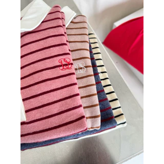 MACARON POLO TOP : เสื้อโปโลลายทาง Longsaidoo_