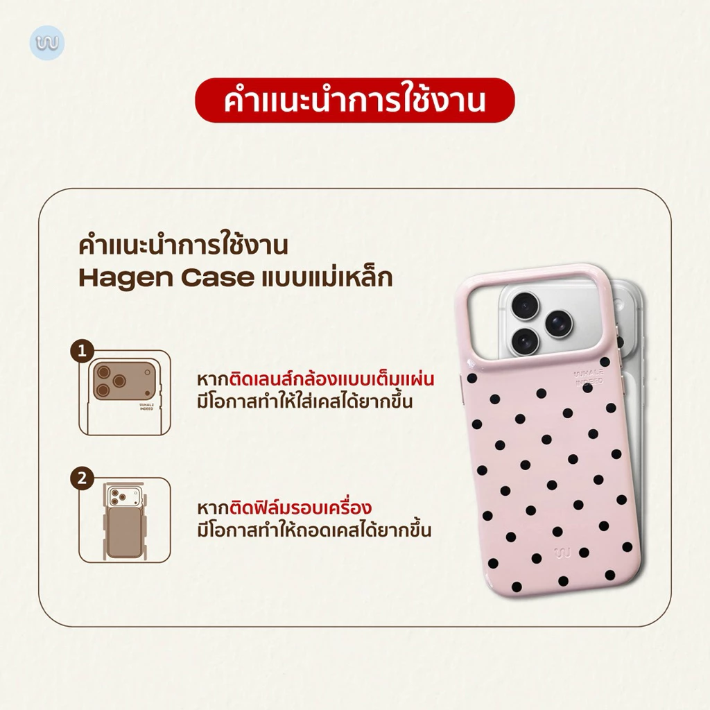 Polkadot Ver.2 Hagen Case แบบแม่เหล็ก Whale Indeed หนังแก้วเกรด Premium thumbnail 8