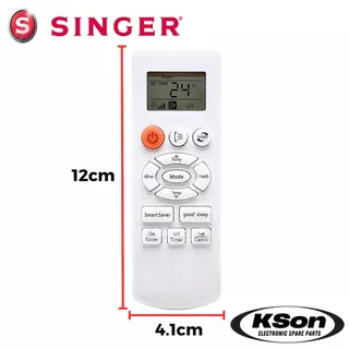 รีโมทแอร์ ซิงเกอร์ อะไหล่แอร์ SINGER Air Conditioner Remote Control รุ่น 08808A
