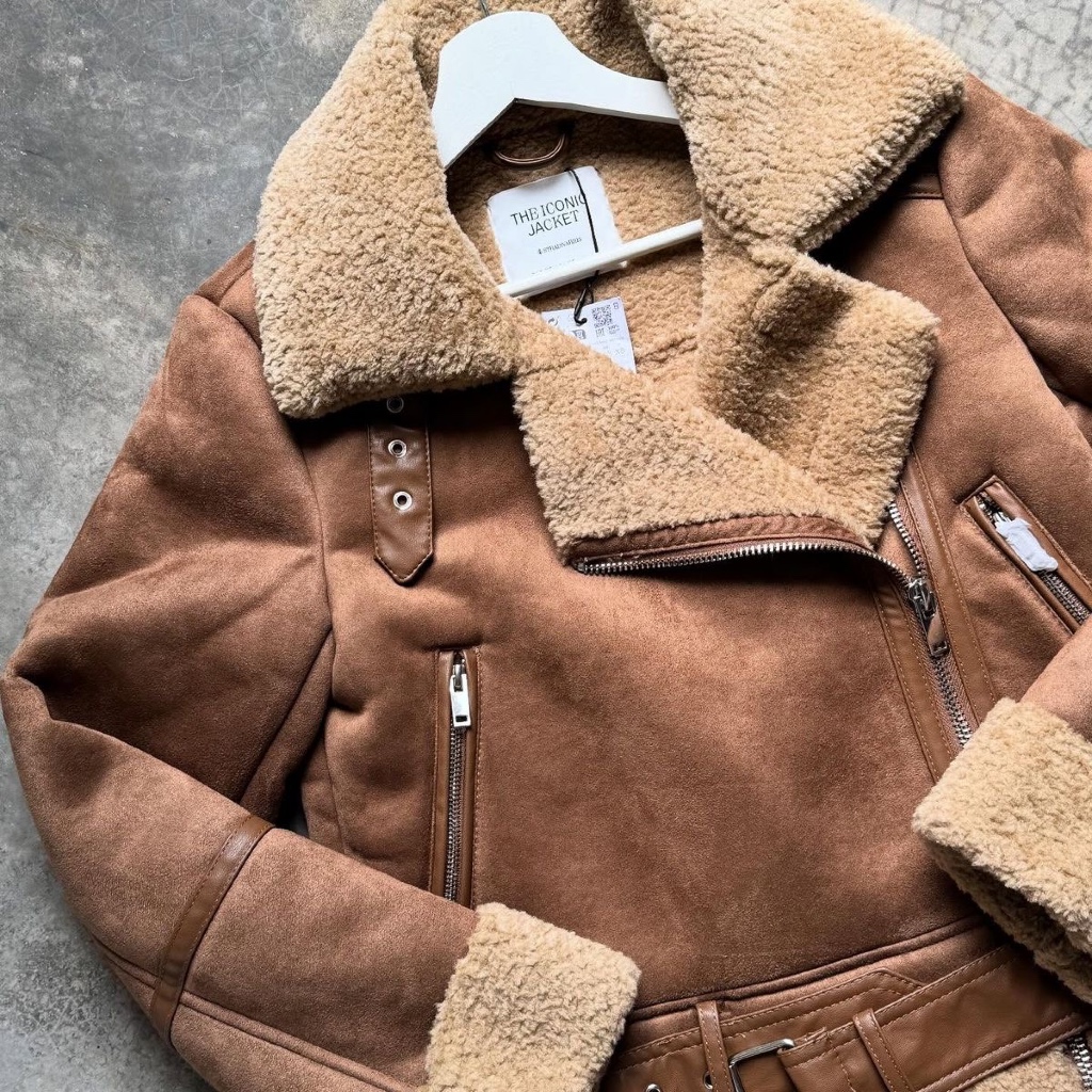 Stradivarius Faux suede biker jacket แท้ % มี3 สี