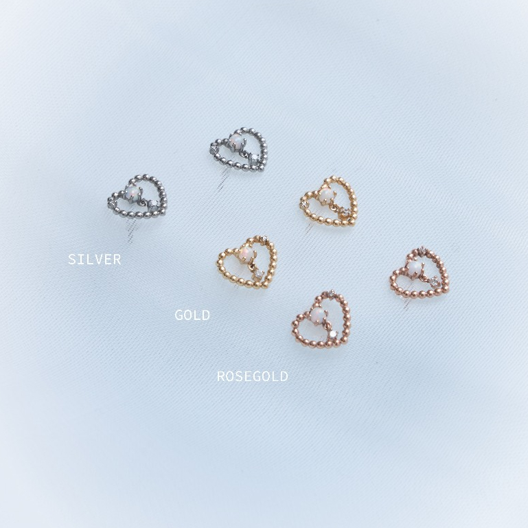 earika.earrings - snowdrop heart ต่างหูโอปอลรูปหัวใจบับเบิ้ล วัสดุสแตนเลส (stainless steel) เหมาะสำหรับคนแพ้ง่าย