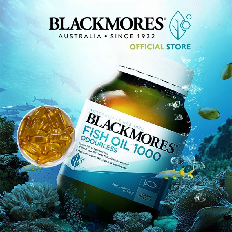 Blackmores Original Fish Oil น้ำมันปลา รสชาติดั้งเดิม 400 ซอฟเจล 1000mg Omega3 ของแท้ ฟิชออย Rich in EPA&DHA【EXP：2027】