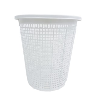 ตะกร้าใส่ผ้า ทรงกลม ตะกร้าทรงสูง สีขาว