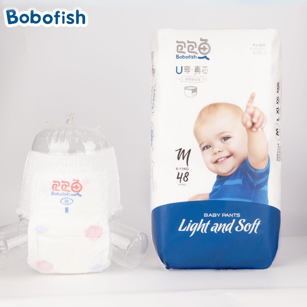 สองถุง Bobofish Organic กางเกงผ้าอ้อม ผ้าอ้อมสำเร็จรูป Size M - 4XL ผ้าอ้อมออแกนิค นุ่ม บางซึมซับดี - รูปที่ 7