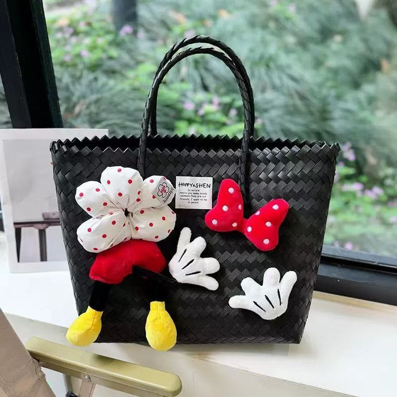 Khwan Tung "Mickey Bag" กระเป๋าสานอเนกประสงค์ ทำจากพลาสติก งานเเฮนเมดทำมือ