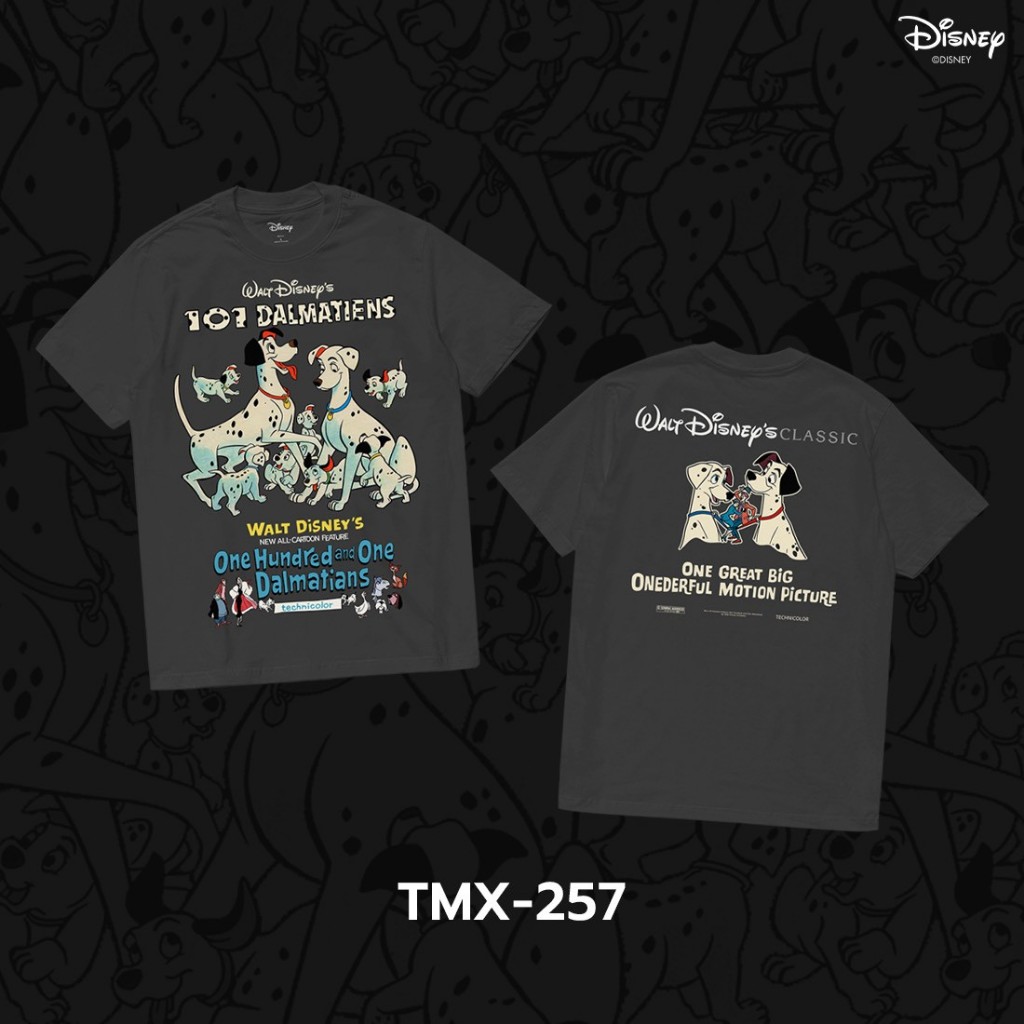 Power 7 Shop เสื้อยืดการ์ตูน “101 Dalmatians” ลิขสิทธิ์แท้ DISNEY (TMX-257-สีเทาเข้ม) ราคา ถูกที่สุด ดีลบีเคเค