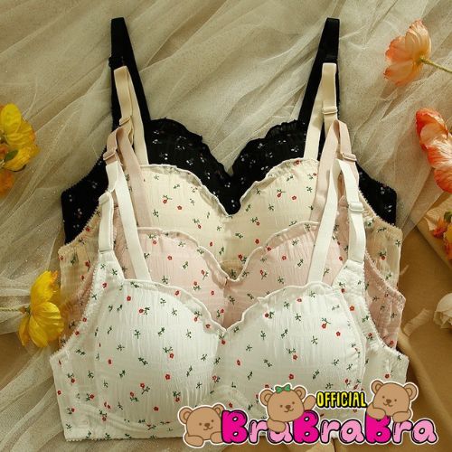 [ส่งจากไทย] 𝑩𝒓𝒂𝑩𝒓𝒂𝑩𝒓𝒂 #bra-283 บราถนอมทรง ไม่มีโครง ลายดอกไม้ ผ้านิ่ม