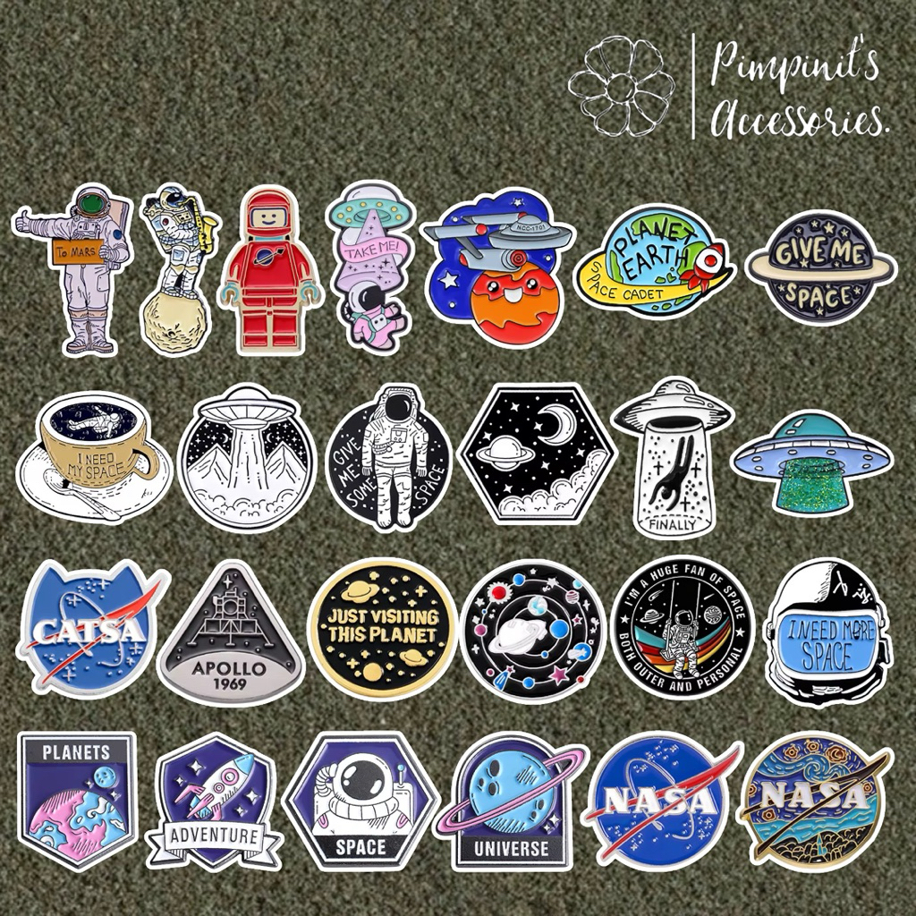 ✿ ร้านในไทยพร้อมส่ง : เข็มกลัดเซ็ทนาซ่า,ยานอวกาศและนักบินอวกาศ | NASA, SCACESHIP & ASTRONAUT Enamel Brooch Pin Set.