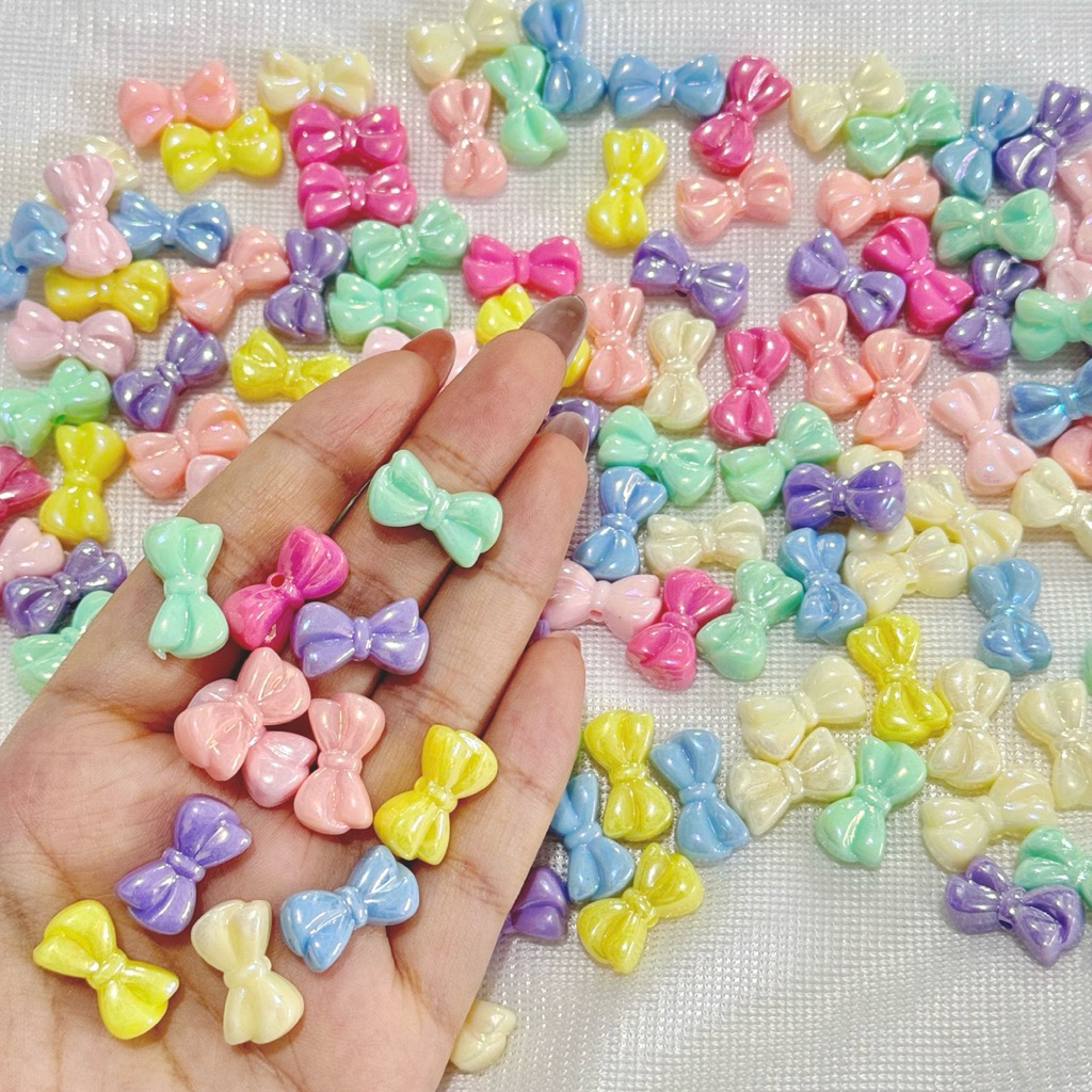 (พร้อมส่งจากไทย) ลูกปัดโบว์พาสเทล 10 กรัม โบว์สีหวาน ลูกปัดของตกแต่ง
