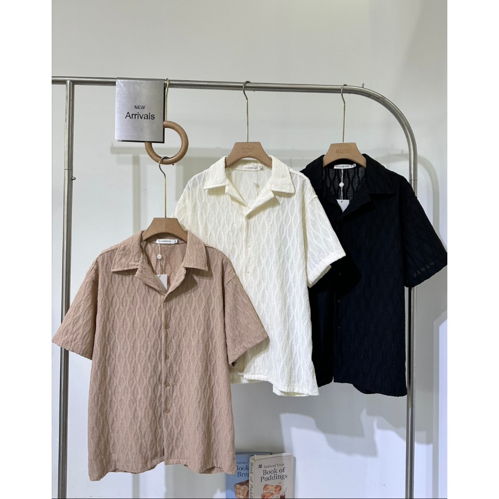 เสื้อเชิ้ตผู้ชายแขนสั้น รุ่น N061 ดีไซน์ลายทอแบบมินิมอล สไตล์คลาสสิค ใส่ง่ายในทุกโอกาส - รูปที่ 2