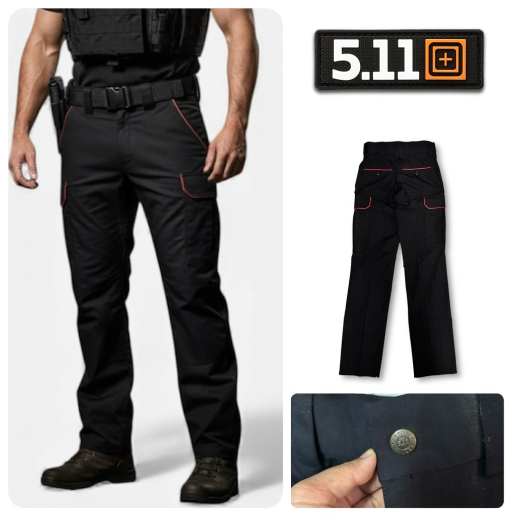 Tactical series 5.11 กางเกงขายาว สีดำขอบแดง ชุดปฏิบัติการ สำหรับผู้ชาย ของแท้
