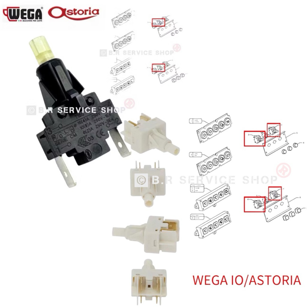 Switch On-Off 2 pin 4 pin hot water น้ำร้อนและปุ่มแมนเนล  #อะไหล่เครื่องชงกาแฟ