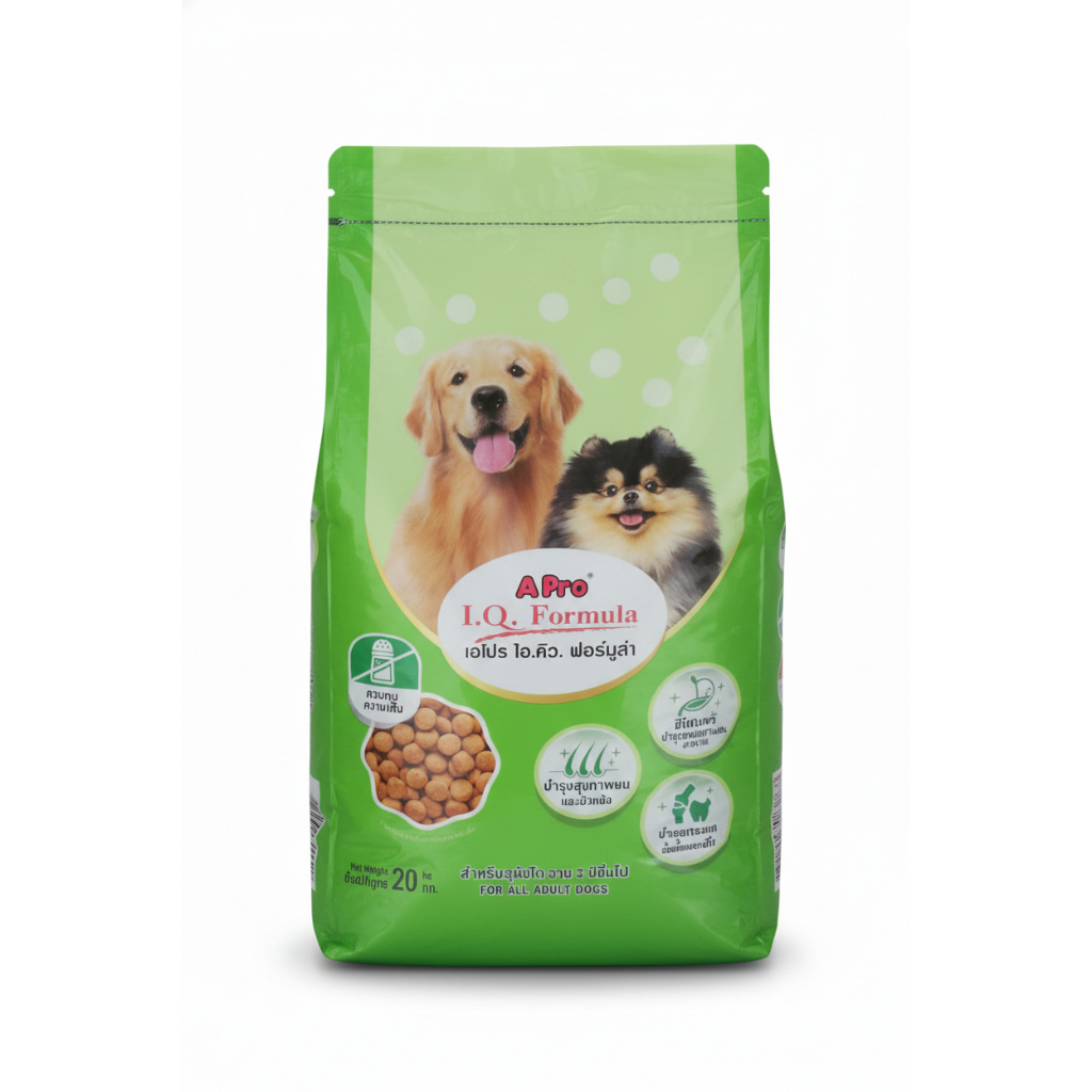 อาหารสุนัข A-Pro I.Q. Formula (เอโปร ไอ.คิว.) สำหรับสุนัขโต Adult Dog 20 กก. สูตรควบคุมความเค็ม บำรุงขนและภูมิคุ้มกัน ราคา ถูกที่สุด ดีลบีเคเค