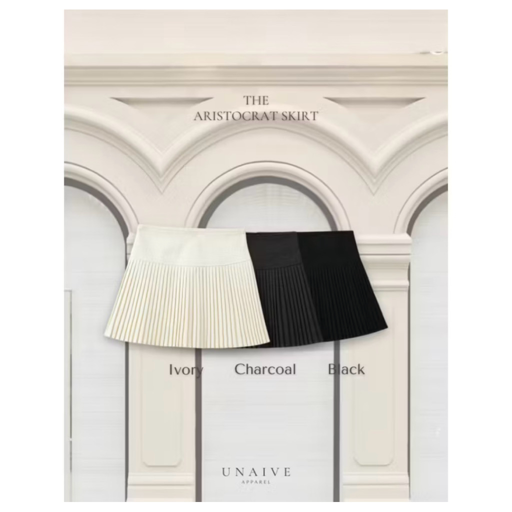 Aristocrat skirt กระโปรงพลีต จีบถี่ มีซับใน เอวสูงไม่ดูหนา (แบรนด์UNAIVE)