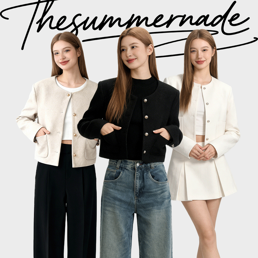 Thesummernade Jolin Blazer (ได้เฉพาะเสื้อเบลเซอร์)Blazer สไตล์เกาหลี เสื้อครอปเบเซอร์