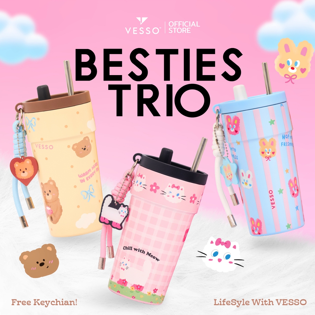 [NEW] VESSO Besties Trio Ceramic Tumbler | แก้วเก็บอุณหภูมิพรีเมียม ขนาด 500ml | สแตนเลส SUS316 เคลือบผิวเซรามิก
