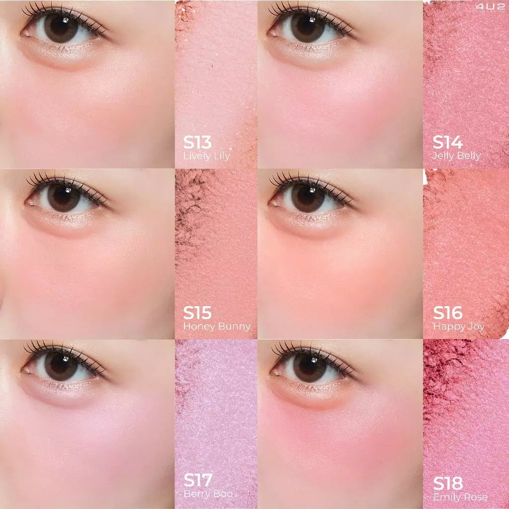 4U2 Blush On Shimmer บลัชออนเนื้อชิมเมอร์ โกลว์สวย ติดทน thumbnail 4