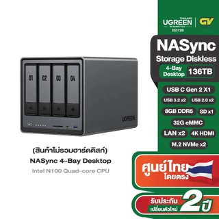 UGREEN กล่องเก็บข้อมูล NAS 10GbE + Thunderbolt 4 รองรับจอ 8K ถ่ายโอนเร็วพิเศษ รุ่น DXP4800
