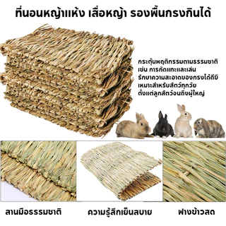 PETLUSCI ที่นอนหญ้าแห้ง เสื่อหญ้า รองพื้นกรงกินได้ ของเล่นลับฟันกระต่าย สำหรับ กระต่าย หนูตะเภา