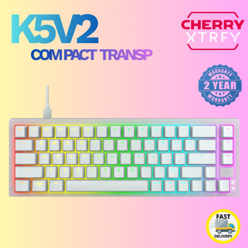 CHERRY XTRFY K5V2 RGB Compact Transp MX2A Red switch US (White) ประกัน 2 ปี