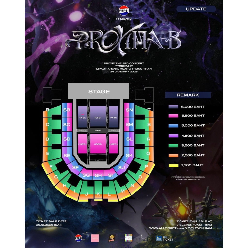 บัตร 2 ใบ zone PX-B2 คอนเสิร์ต Proxima-B Proxie the 3rd concert