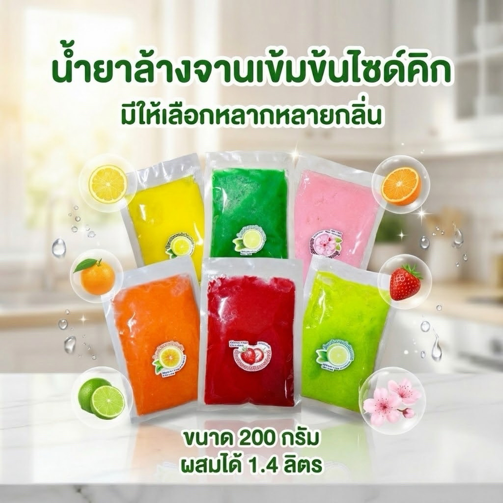 หัวเชื้อน้ำยาล้างจานเข้มข้นขนาด 200g (ผสมน้ำได้1400ml.)