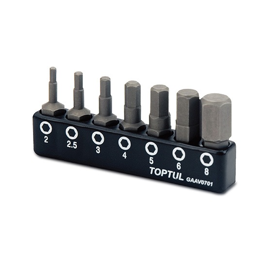 GAAV0701 TOPTUL 7PCS 1/4" (H) Hex Screwdriver Bit Set ชุดดอกไขควง 1/4" หกเหลี่ยม