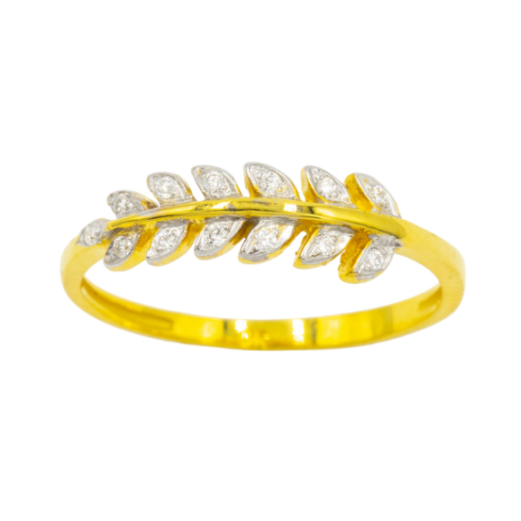 Happy Jewelry แหวนใบมะกอก เพชรแท้ ทองแท้ 37.5% ME528