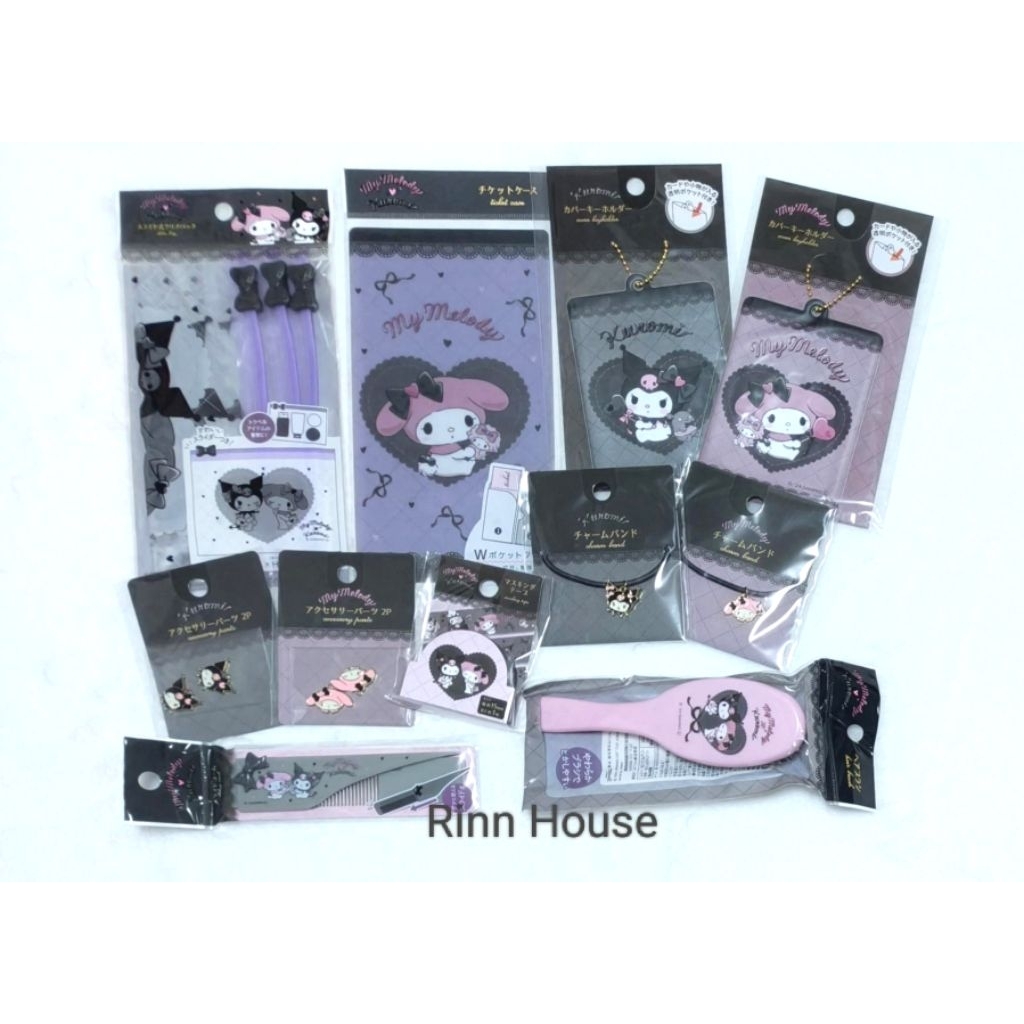 (ไลฟ์ ลด40%) ของแท้จากญี่ปุ่น 🇯🇵 รวมคอล Black Ribbon Kuromi and My Melody Sanrio