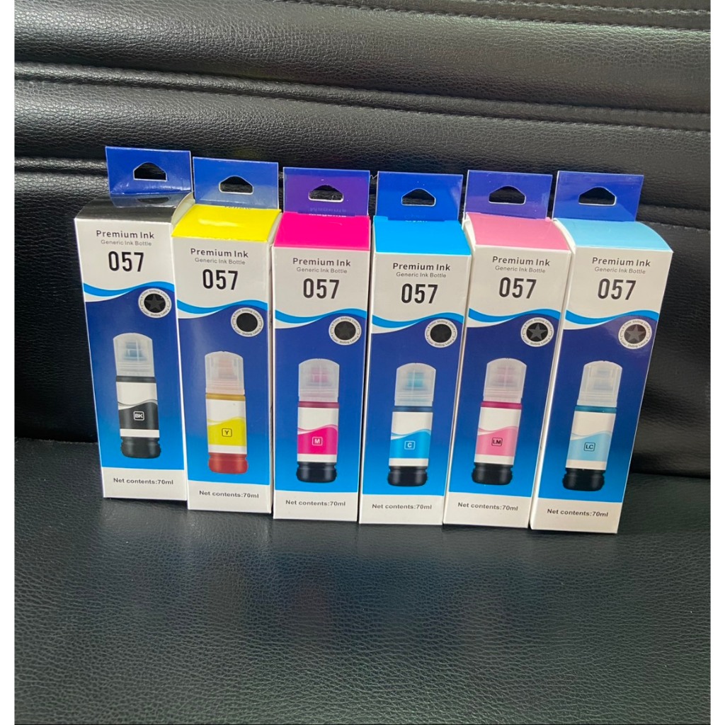 Epson 057 หมึกเติม พรีเมี่ยม เทียบ ดำ ฟ้า ชมพู เหลือง L8050/L18050 70Ml