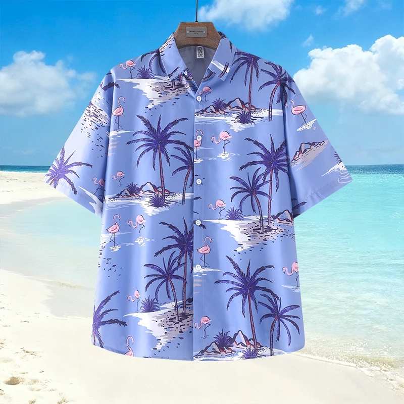 เสื้อเชิ้ตปกฮาวาย แขนสั้น ลายดอก ผ้าไหมอิตาลี สไตล์เกาหลี thumbnail 8