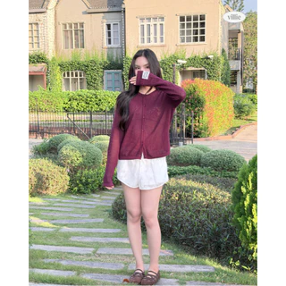 villie Lapin Cardigan เสื้อคาร์ดิแกนผ้าถักลายกระต่ายในสวนดอกไม้