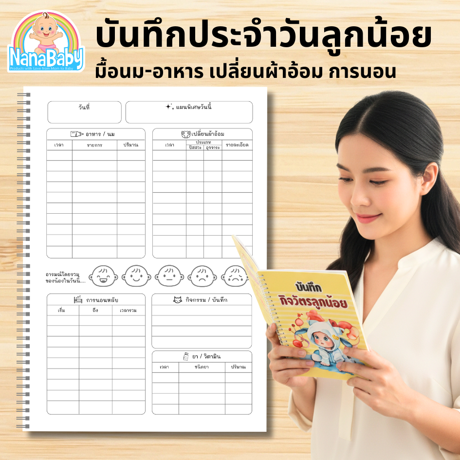 📘 สมุดบันทึกลูกน้อย | Baby Daily Log Book สำหรับคุณแม่มือใหม่ (ปกอ่อน)