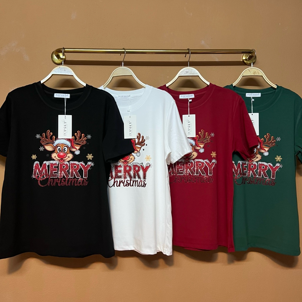 เสื้อยืดป้ายPOPSHOP รุ่น MERRY อก40"-46" ยาว27"