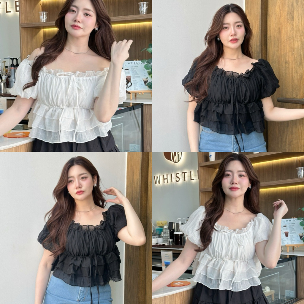 Pansy Top เสื้อแขนตุ๊กตา ใส่ปาดไหล่ได้ chubbybuthappy
