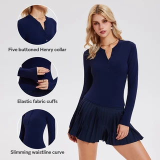 Cosleaf Henley Shirt เสื้อยืดแขนยาวติดกระดุมเหมาะสำหรับออกกำลังกายและใส่ทุกวัน พร้อมส่ง