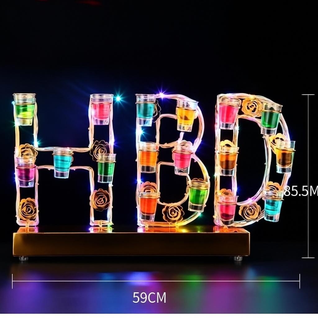 ที่วางแก้วช็อตLEDเรืองแสง ชั้นวางค็อกเทลชุดค็อกเทล Led มีไฟ เพิ่มสีสันงานเลี้ยง งานปาร์ตี้ อะคริลิค