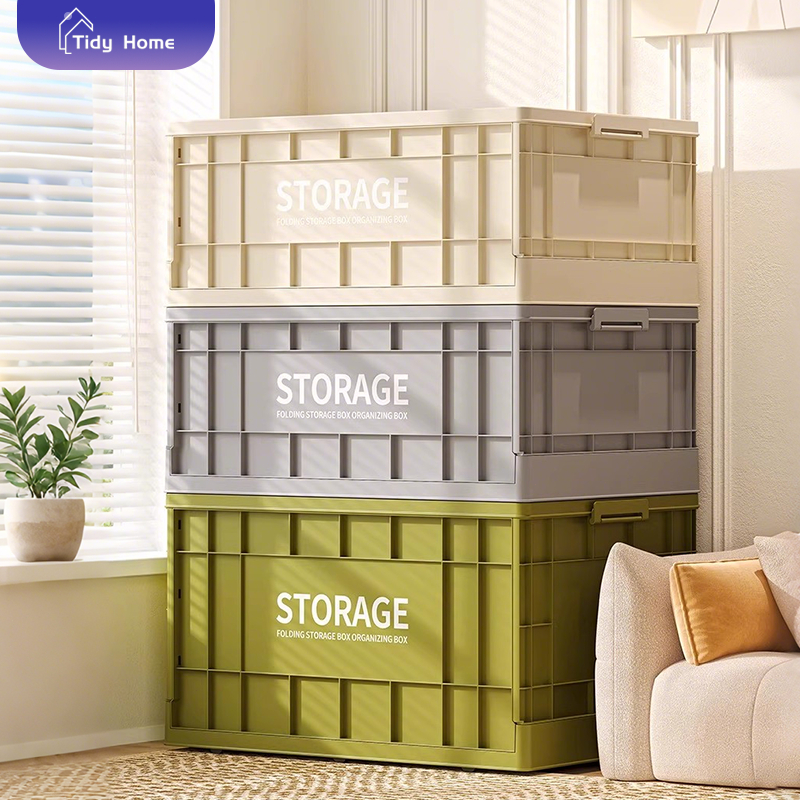 Tidy อเนกประสงค์ กล่องเก็บของ  พับเก็บได้ ป้องกันฝุ่นและ ล้อหมุน360°มินิมอล