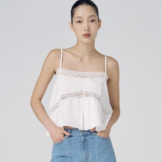 COWORKER - Lace-Trimmed Satin Cami Top