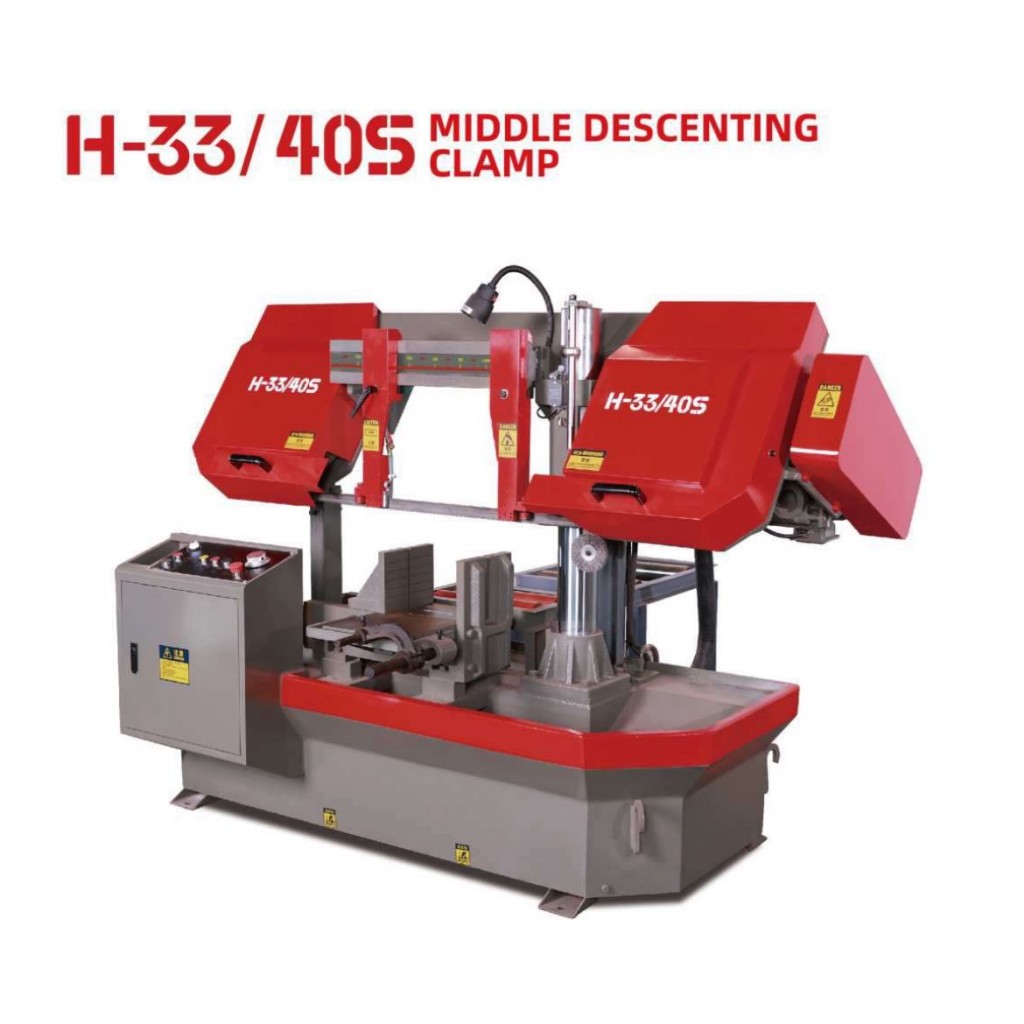 เครื่องเลื่อย รุ่น H-33/40S แคลมป์หนีบ ระยะตัดสูงสุด 330x400 mm,main motor 3 kw ใบเลื่อยสายพราน 33x1