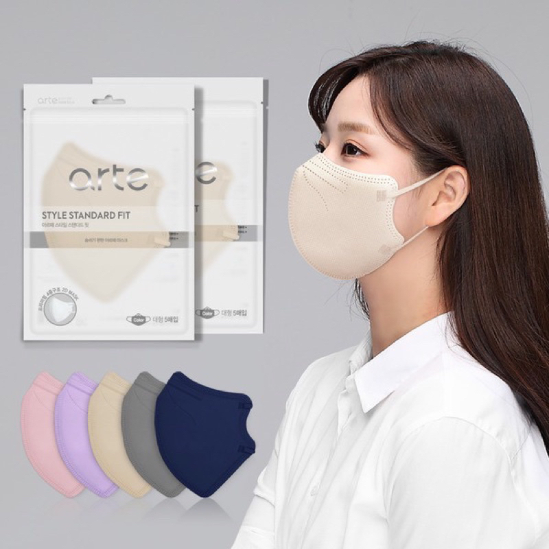 Arte STANDARD FIT MASK KF94  สีใหม่ล่าสุดสวยมาก แมสเกาหลีแท้ ใส่สบายมาก (แพค5ชิ้น) ราคา ถูกที่สุด ดีลบีเคเค แกลเลอรีภาพที่ 2